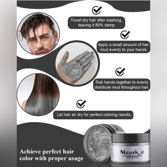 Mcoskit Hair Color Wax for Men & Wome (Grey) - Picture 9 of 12